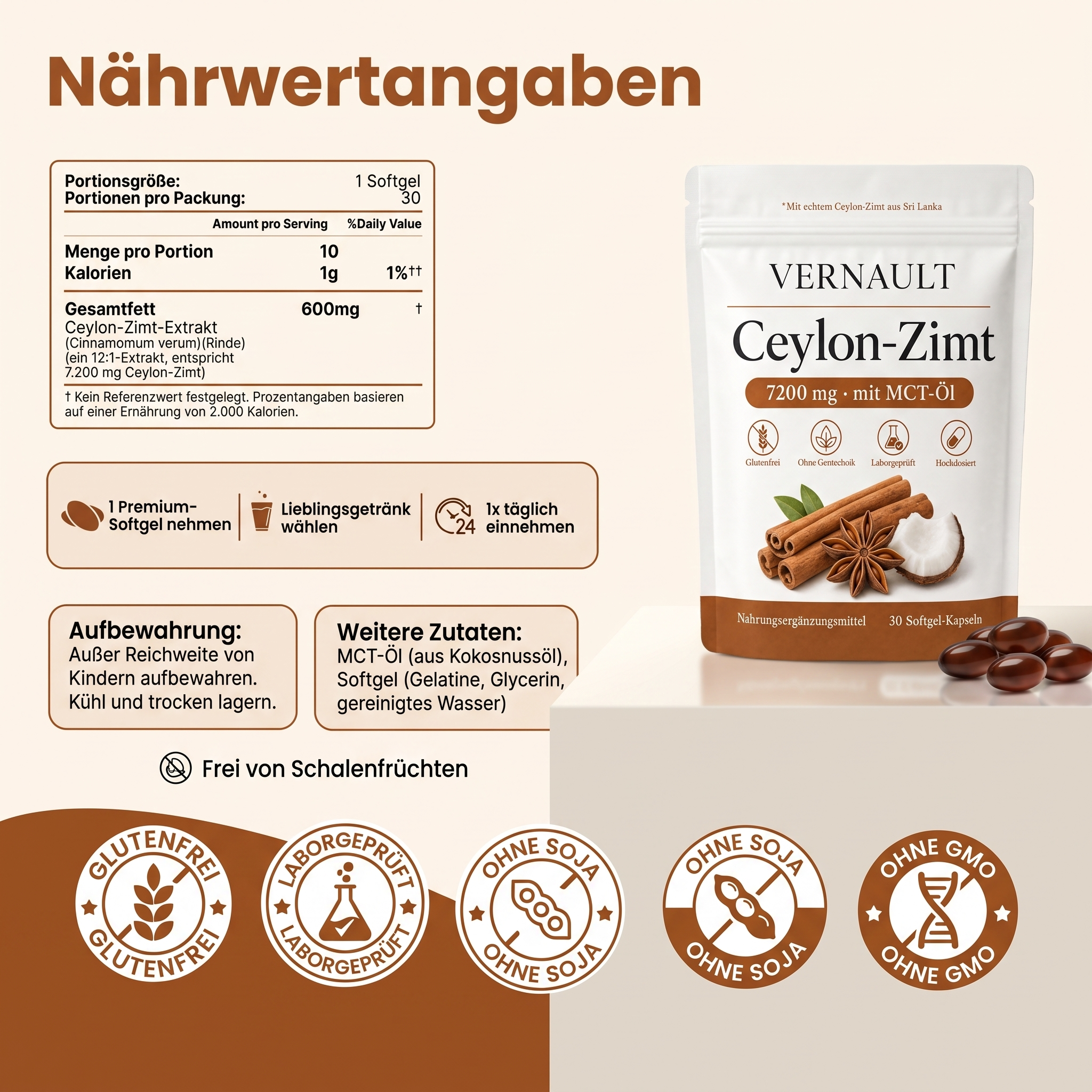 Ceylon-Zimt 7.200 mg mit MCT-Öl