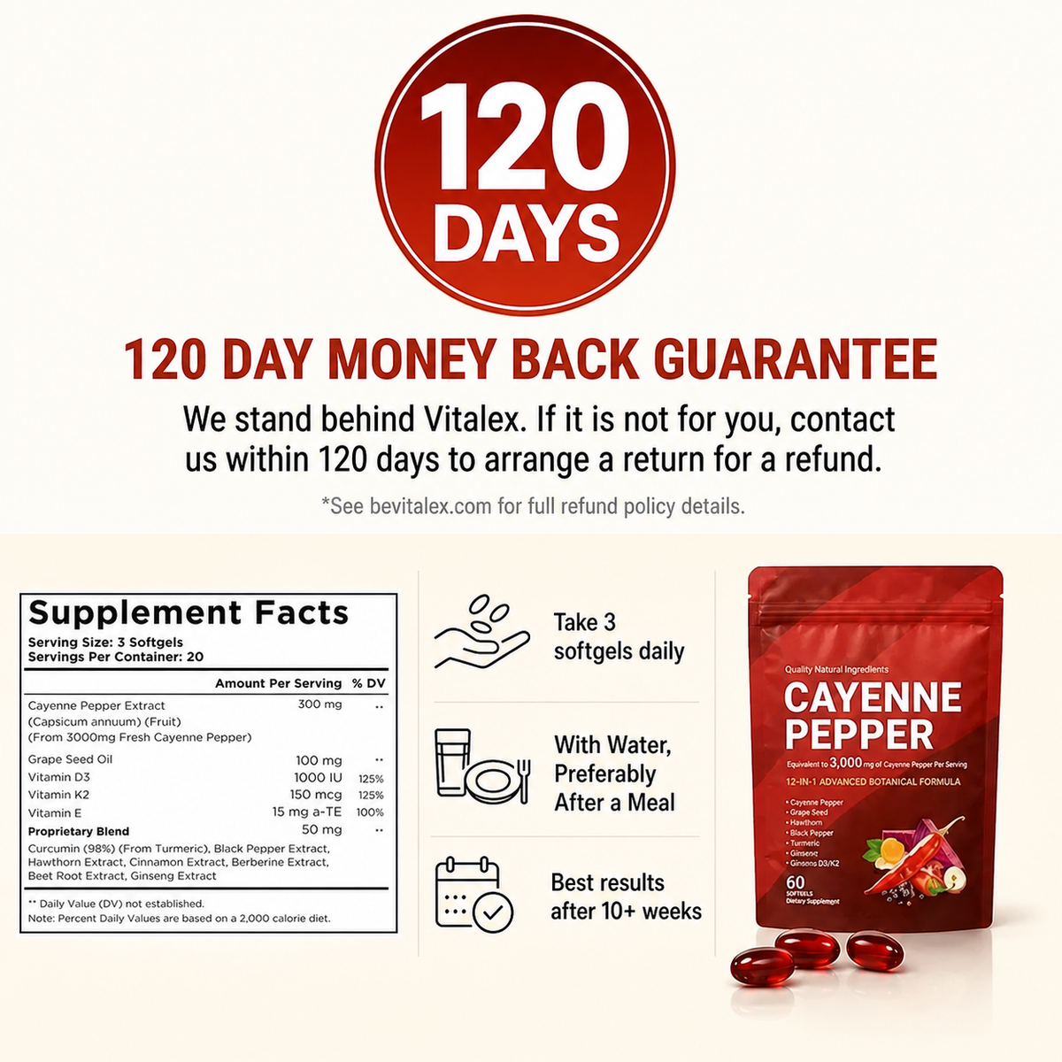 Vitalex Cayenne Pepper Softgels